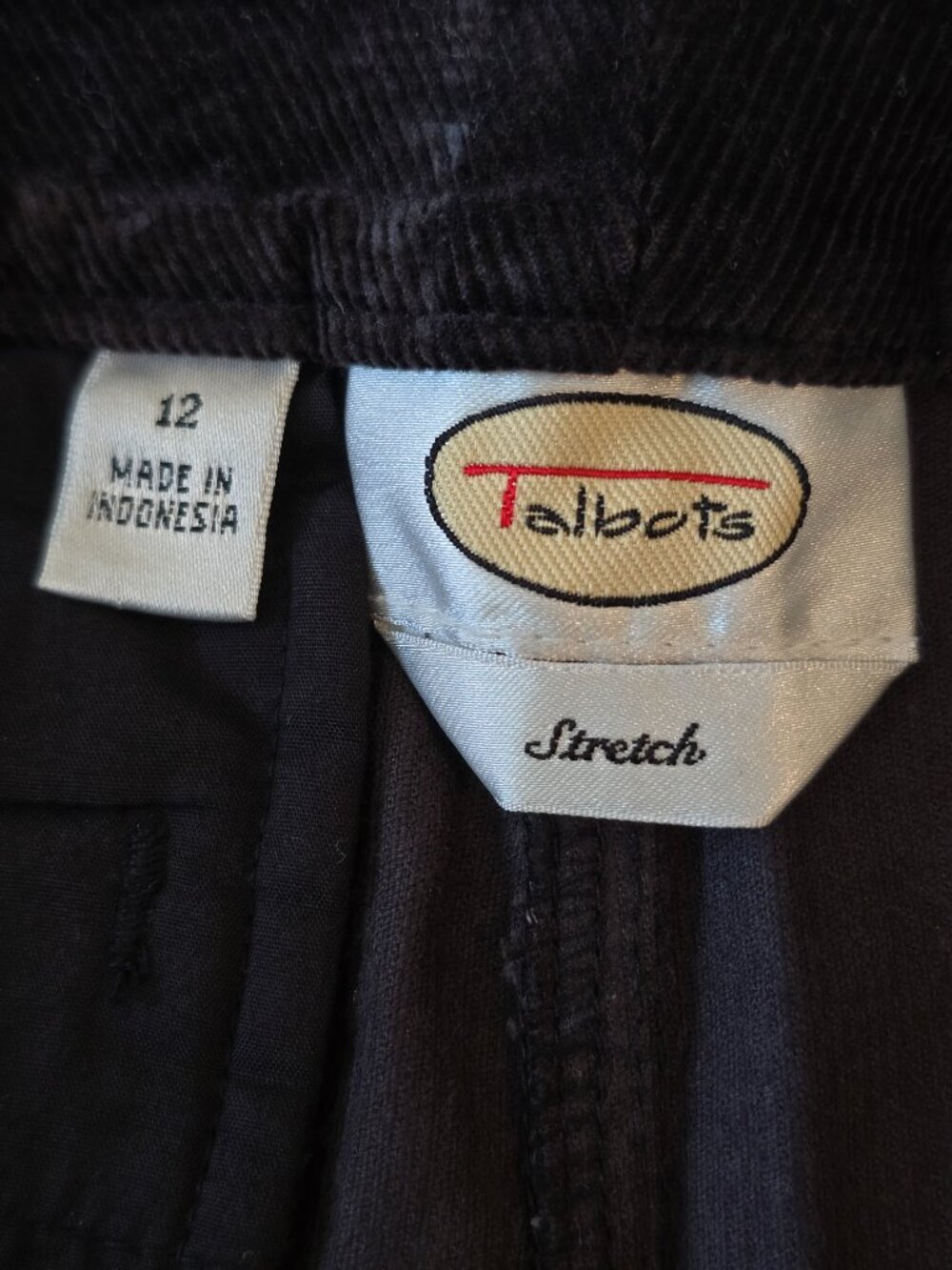 Talbots Stretch Corderoy Pants Charcoal Grey Cuffed Wide Leg Size 12 - Picture 13 of 16